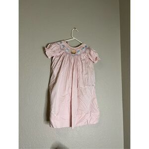 Cupcake originals PINK KNIT SMOCKED BUNNY TAIL BISHOP DRESS Chick 2t